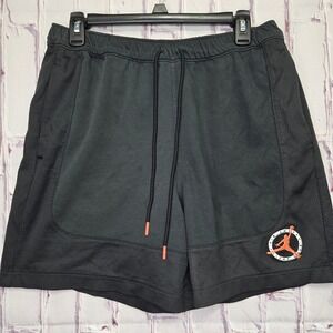 Y2K Jordan Flight Club Men Mesh Panel Basketball Shorts Black Red Logo Sz Large